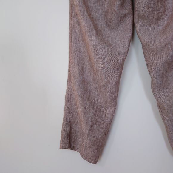 J. Jill Love Linen 100% Linen Half Band Waist Pull On Pants Pocket Size SP Brown - Picture 8 of 11